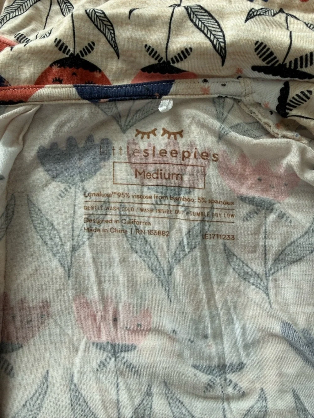 Little Sleepies Beige Nightshirt with Coral & Navy Tulips - Picture 4 of 4